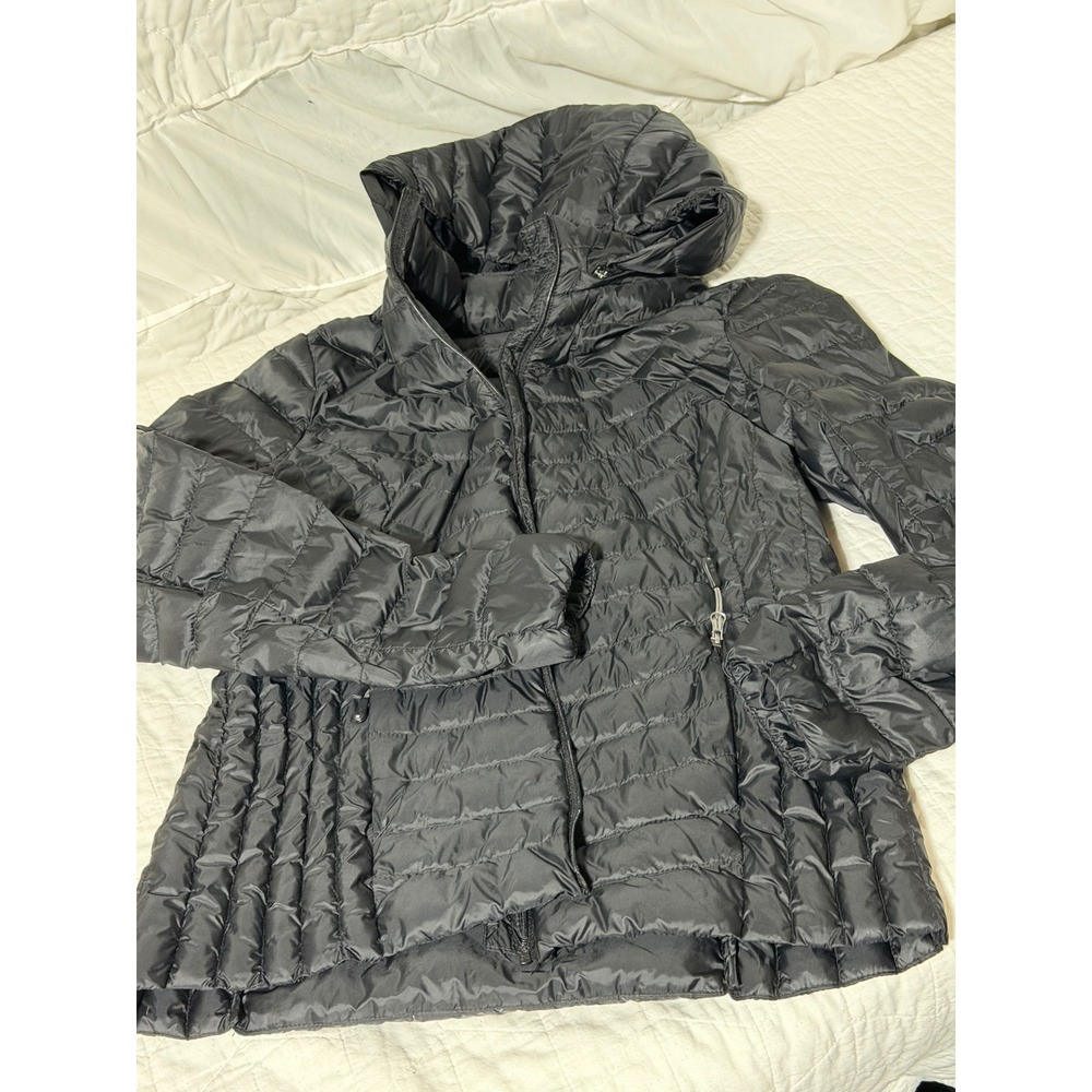 HEAT Quilted Puffer‎ Jacket Black Hooded Full Zip Lightweight Womens S fair